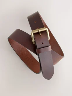 Brown Casual Leather Belt With Roller Buckle