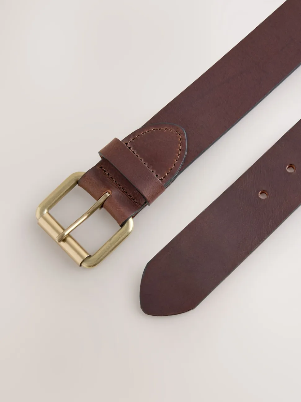 Brown Casual Leather Belt With Roller Buckle