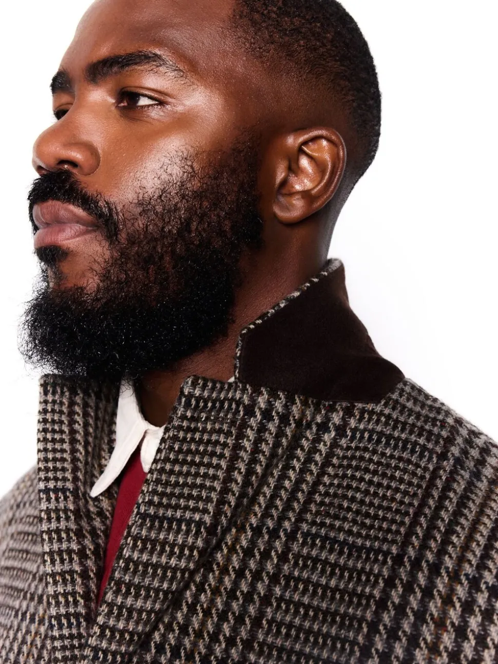 Brown Check Epsom Overcoat With Wool