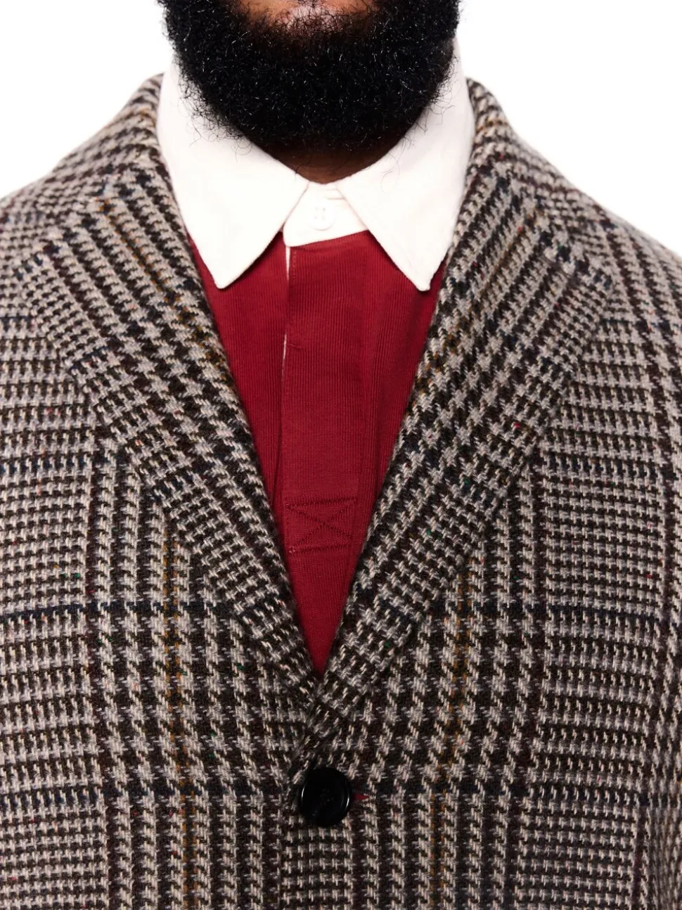 Brown Check Epsom Overcoat With Wool