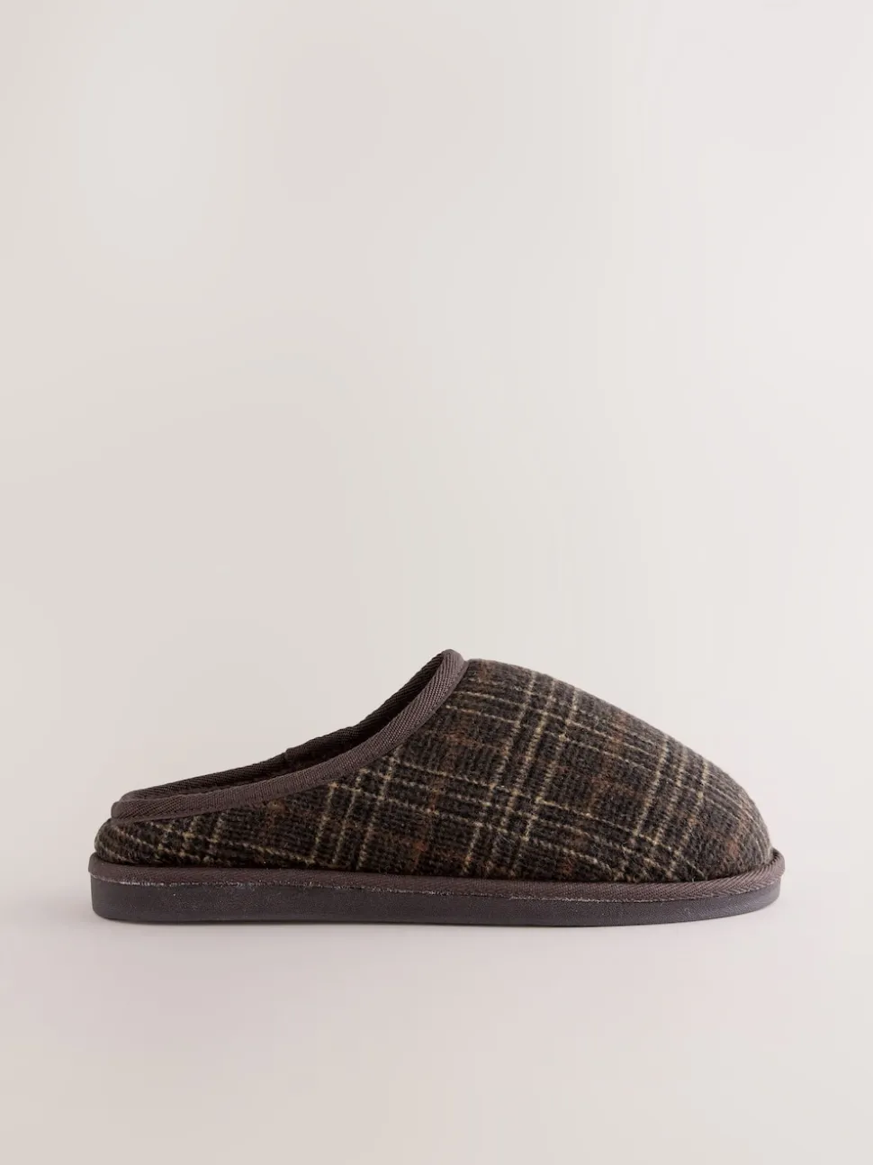 Brown Check Mule Slippers