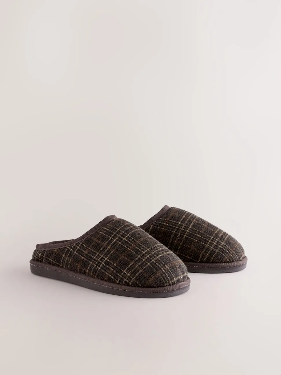 Brown Check Mule Slippers