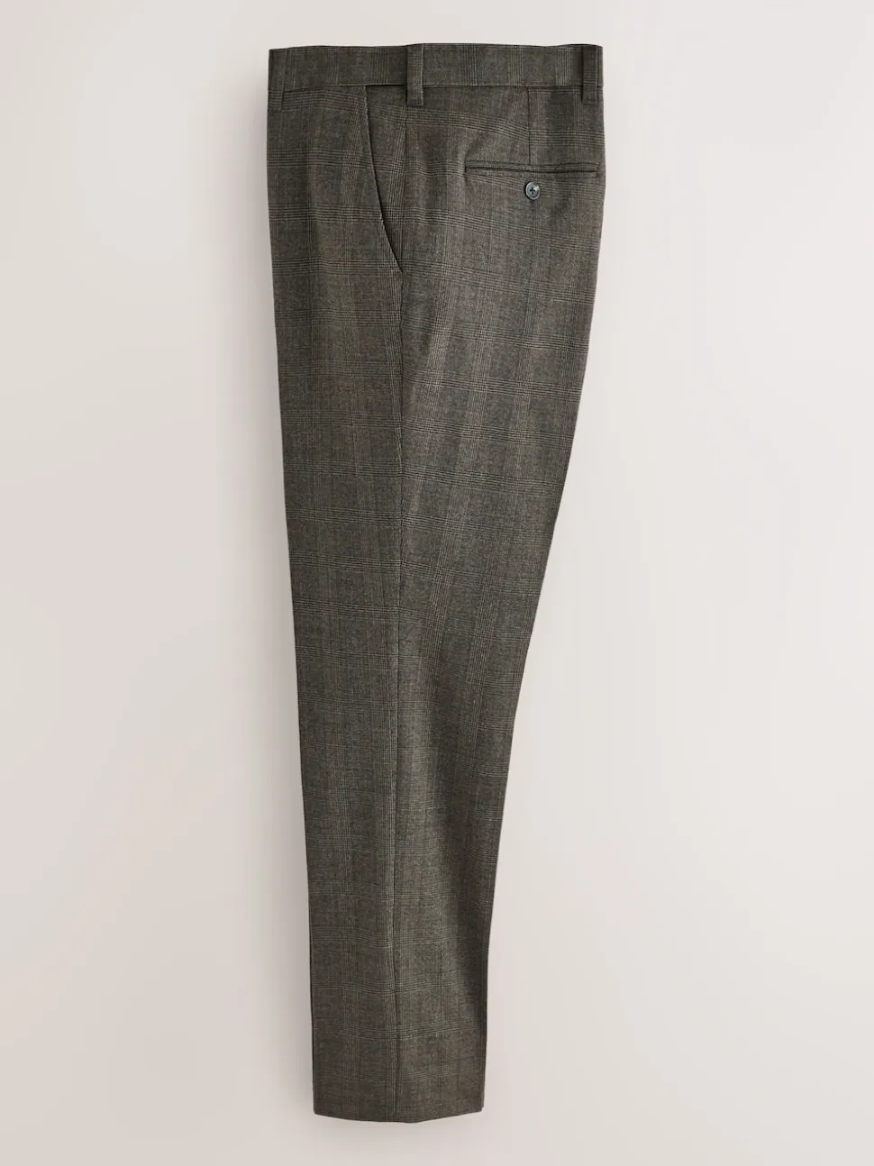 Brown Check Slim Fit Smart Trousers With Internal Side Elastic Waistband