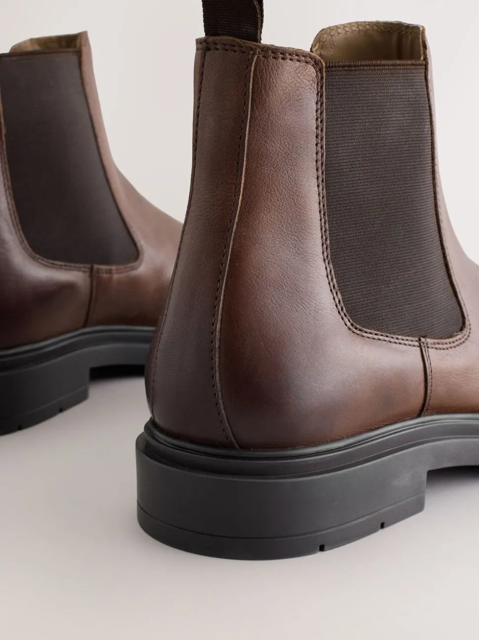 Brown Chunky Leather Chelsea Boots