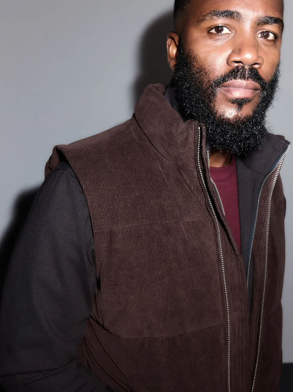 Brown Corduroy Padded Gilet