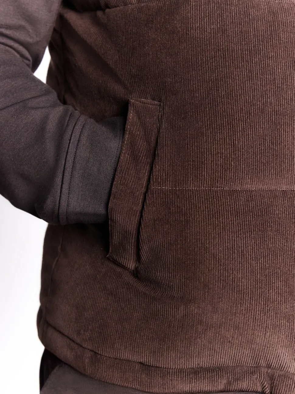 Brown Corduroy Padded Gilet