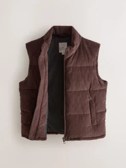 Brown Corduroy Padded Gilet