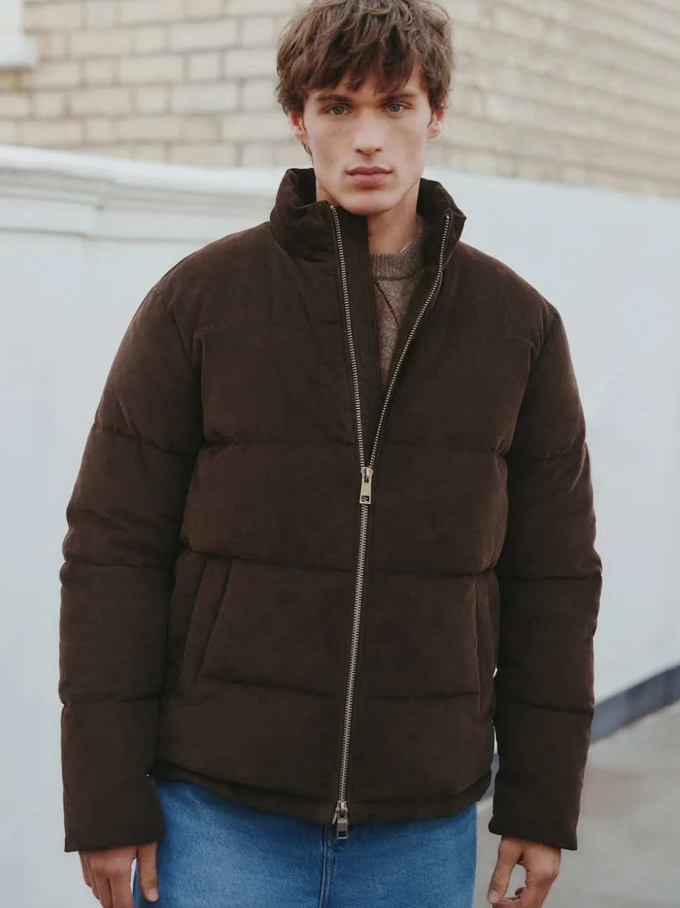 Brown Corduroy Puffer Jacket