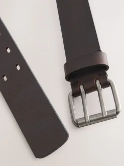 Brown Double Prong Casual Leather Belt