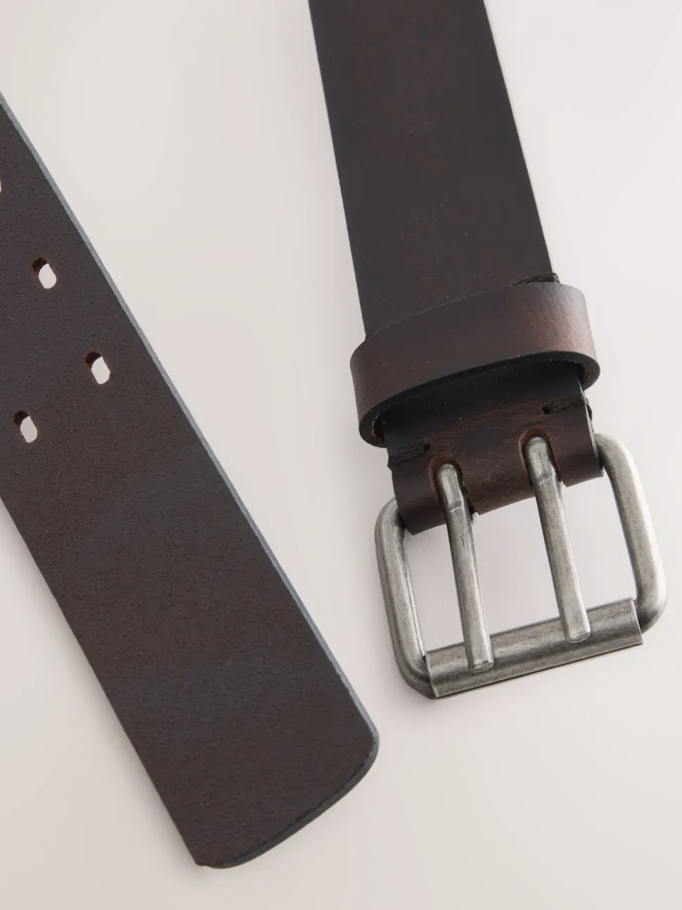 Brown Double Prong Casual Leather Belt
