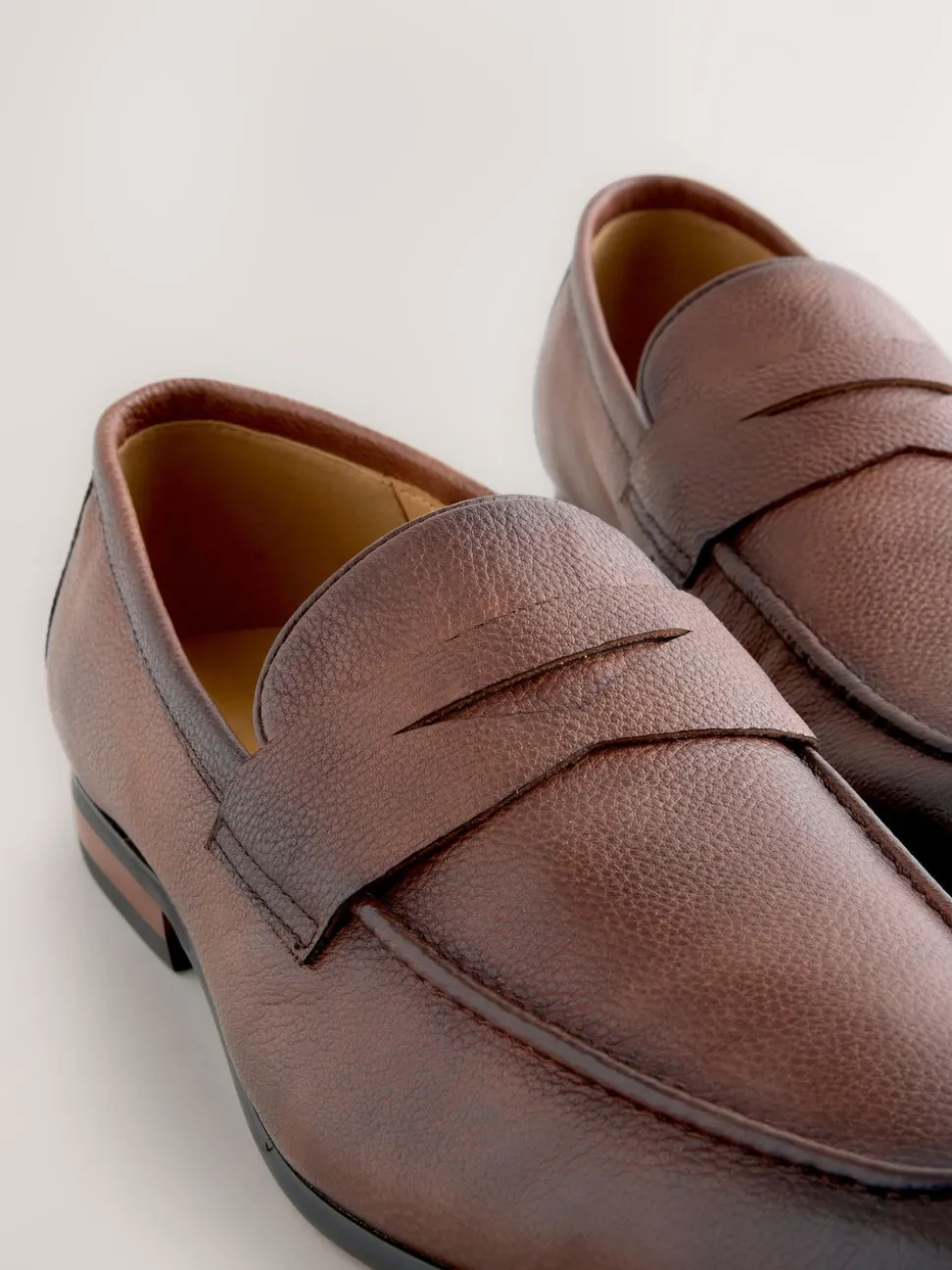 Brown Embossed Leather Loafers