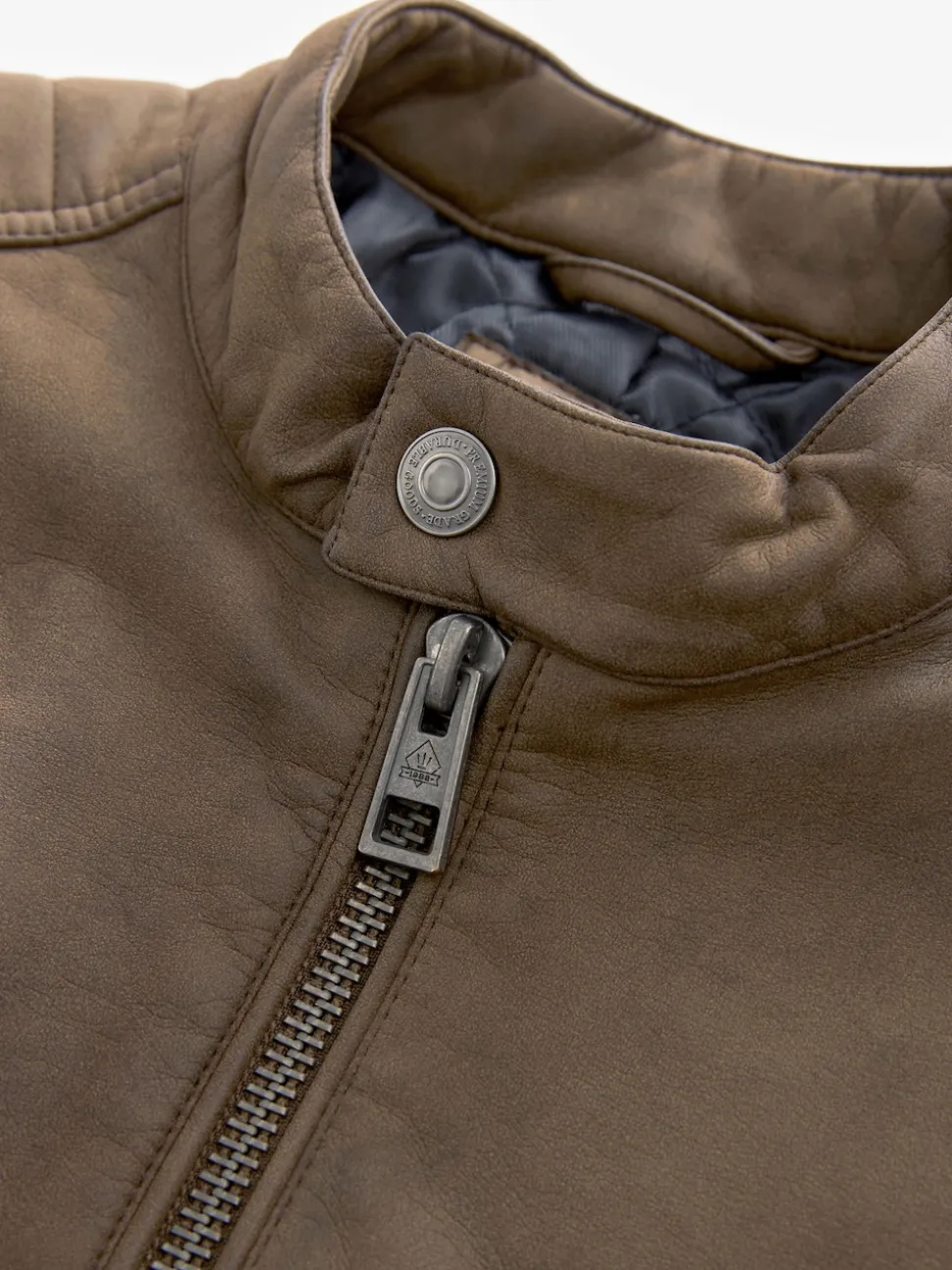 Brown Faux Leather Biker Jacket