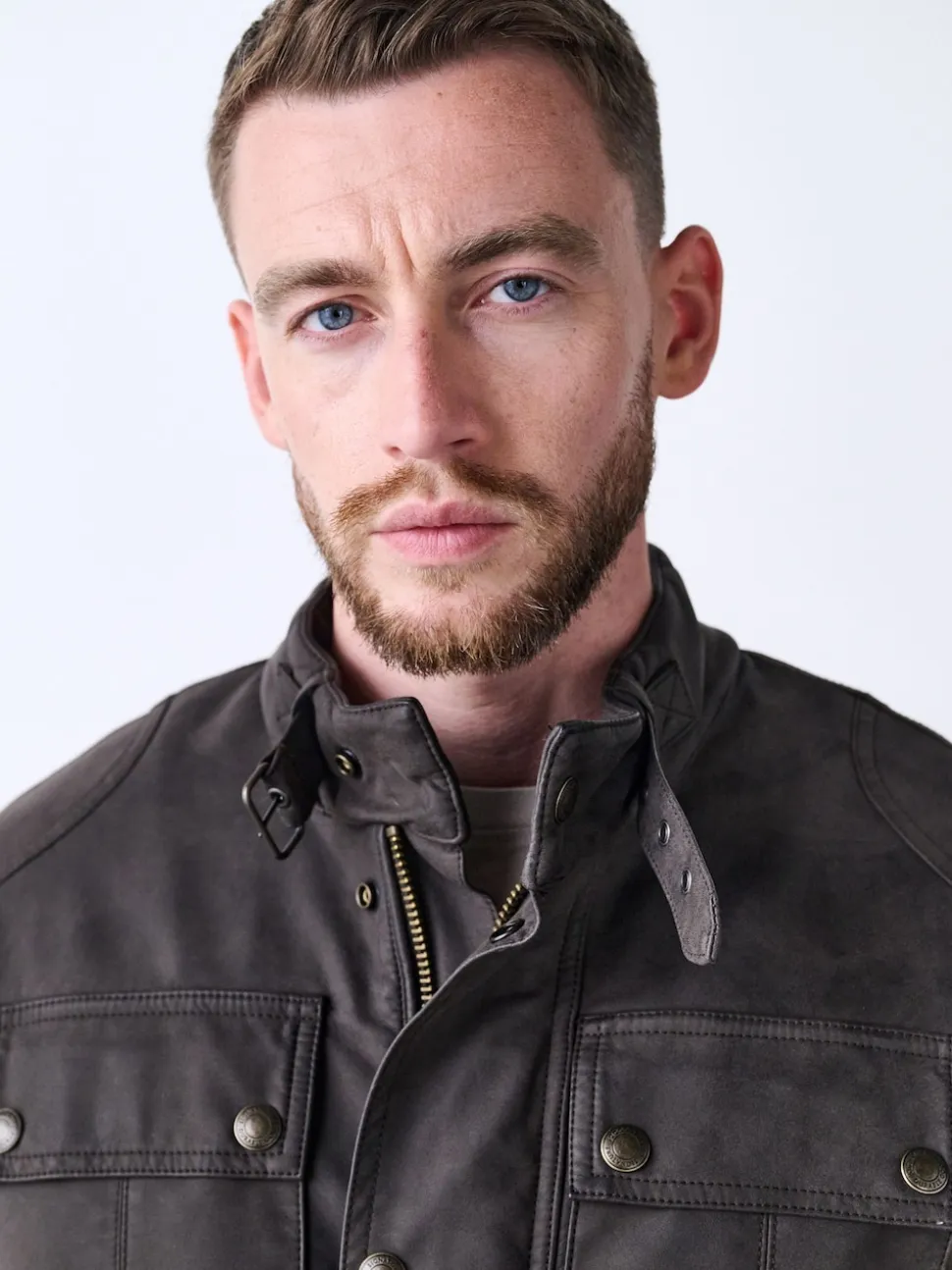 Brown Faux Leather Borg Lined 4 Pocket Biker Jacket
