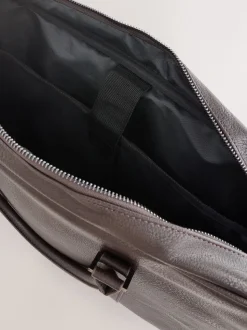 Brown Faux Leather Briefcase