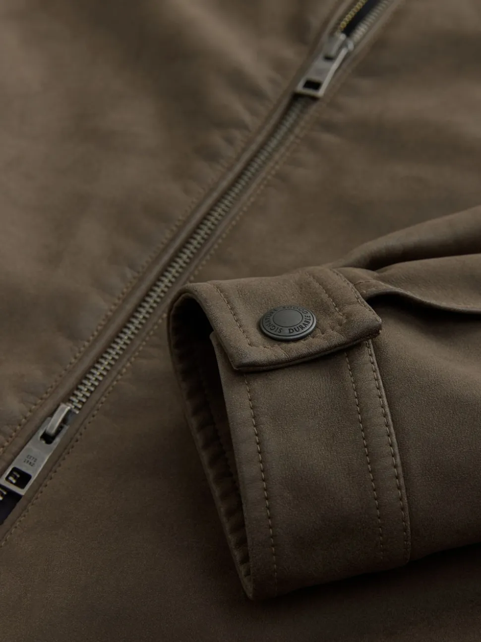 Brown Faux Leather Collared Jacket