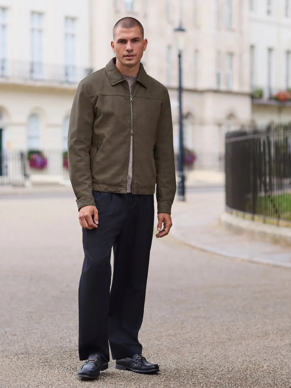 Brown Faux Leather Collared Jacket