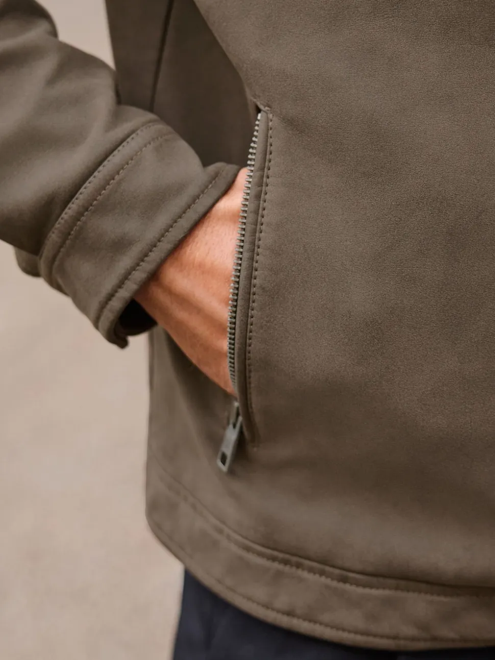 Brown Faux Leather Collared Jacket