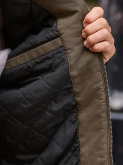 Brown Faux Leather Collared Jacket