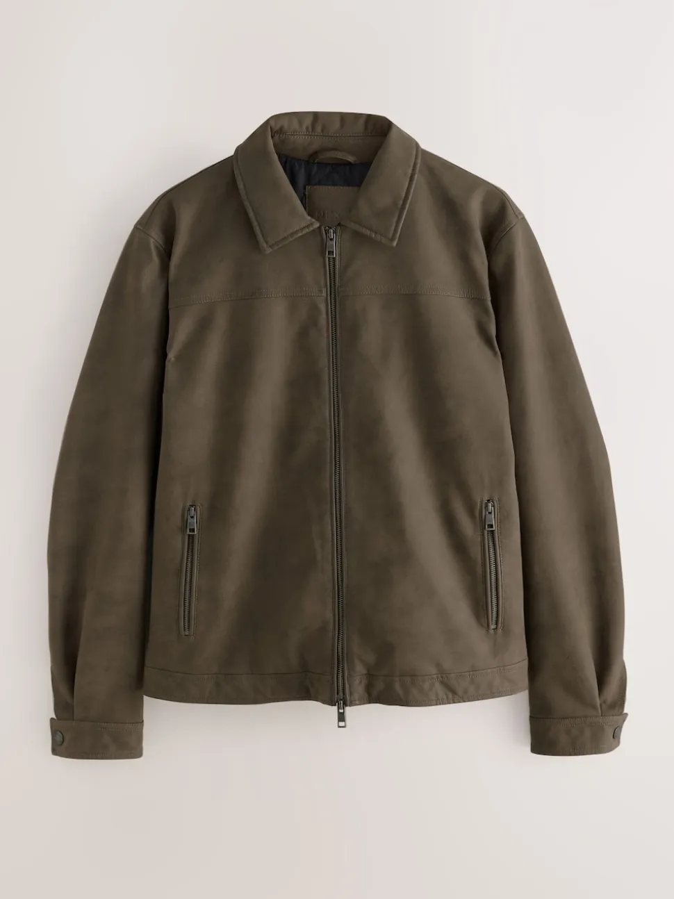 Brown Faux Leather Collared Jacket