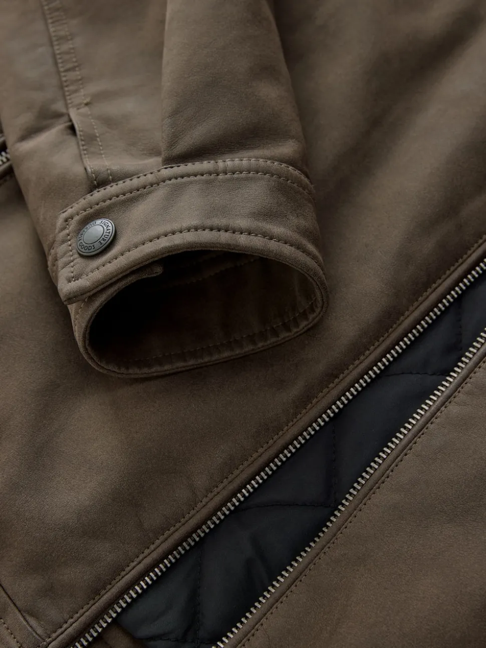 Brown Faux Leather Collared Jacket