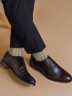 Brown Gents Leather Lace Wide Fit Smart Shoes
