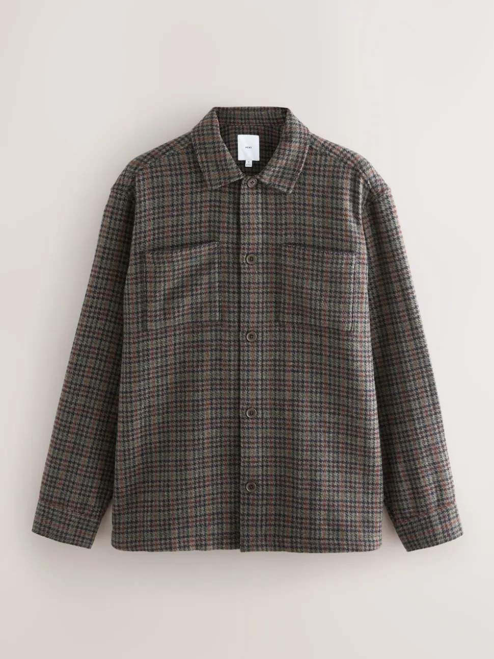 Brown Houndstooth Check Shacket