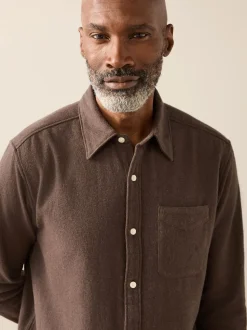 Brown Italian Fabric Soft Touch Signature Long Sleeve Shirt