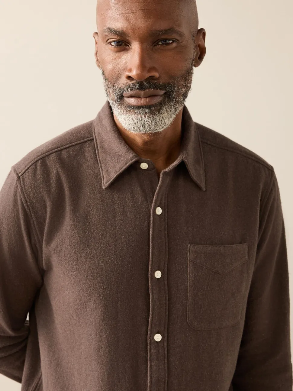 Brown Italian Fabric Soft Touch Signature Long Sleeve Shirt