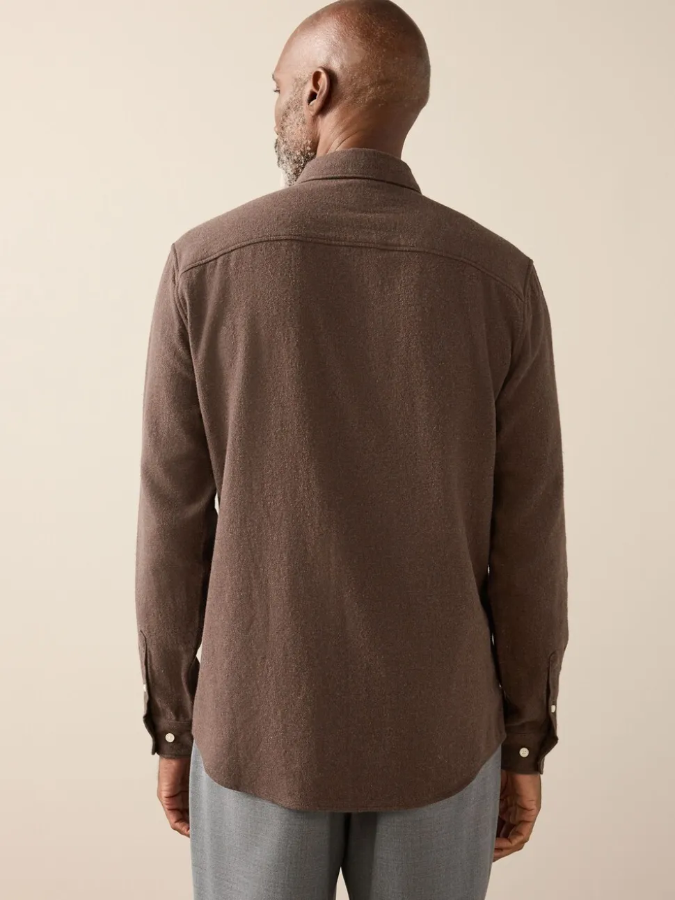 Brown Italian Fabric Soft Touch Signature Long Sleeve Shirt