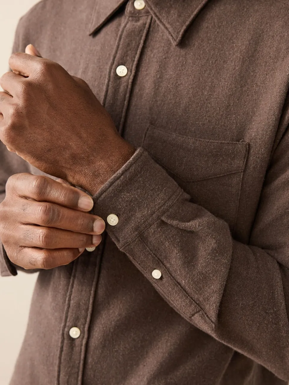 Brown Italian Fabric Soft Touch Signature Long Sleeve Shirt