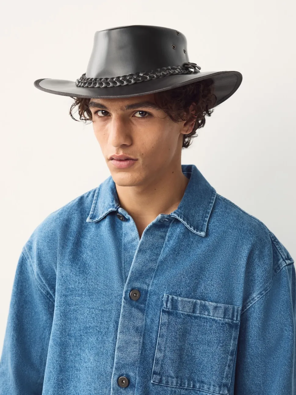 Brown Leather Cowboy Hat