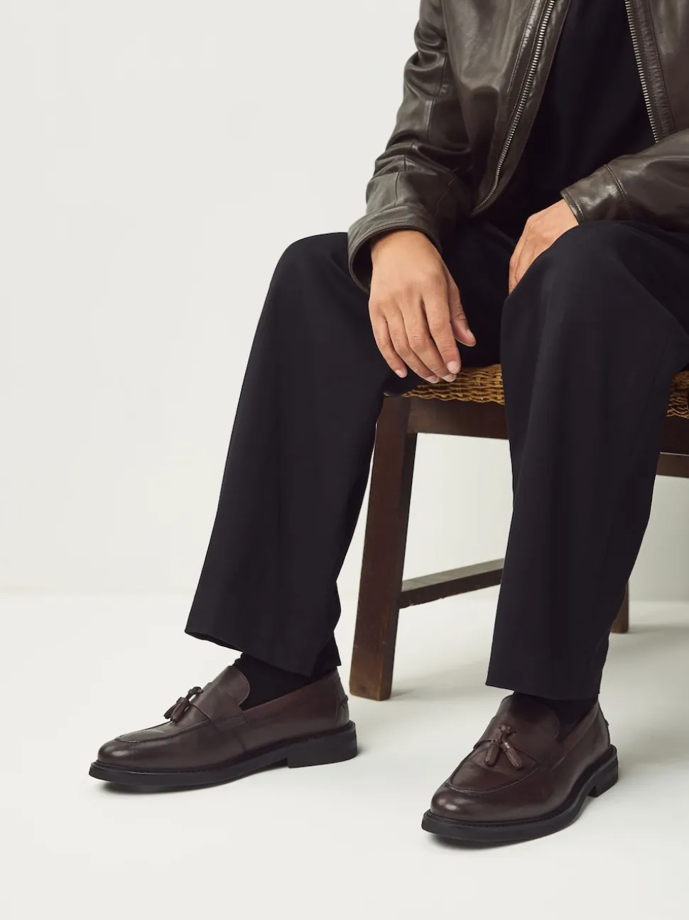 Brown Leather Tassel Loafers
