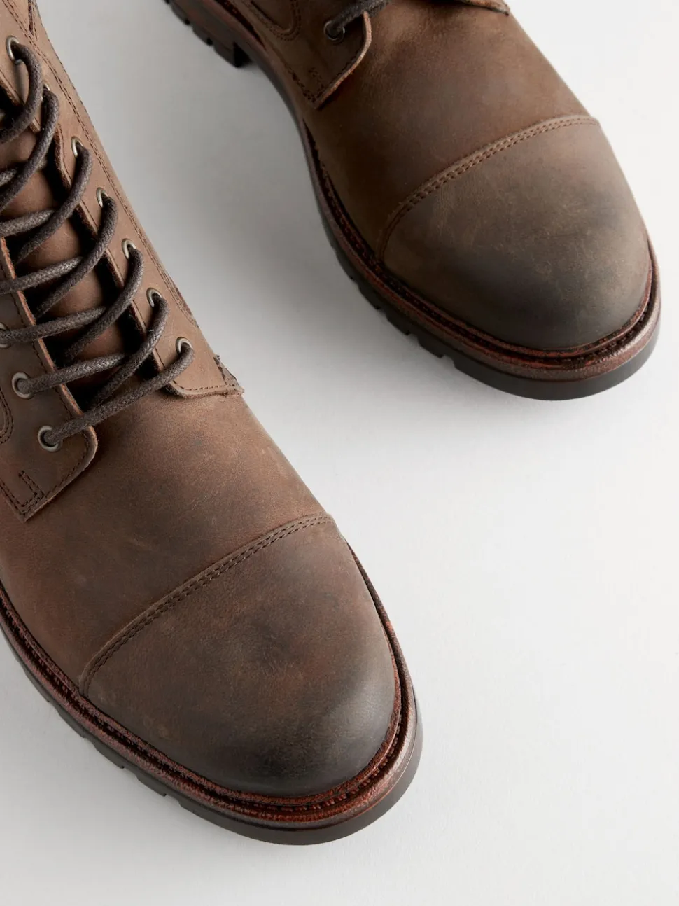 Brown Leather Toe Cap Zip Up Boots