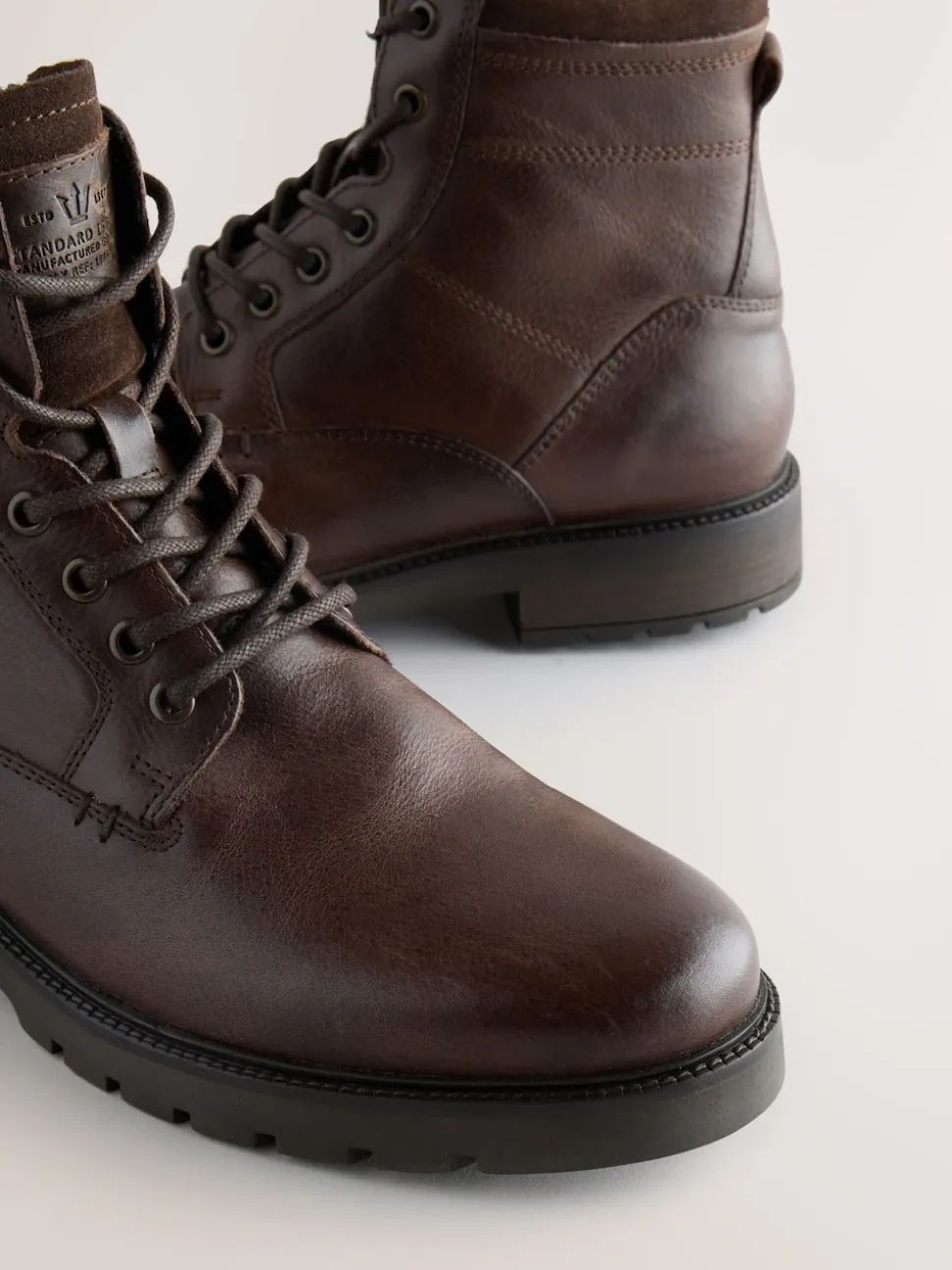 Brown Leather Zip-Up Borg Lined Boots