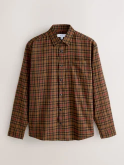 Brown Long Sleeve Check Shirt