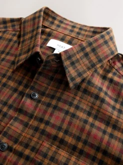 Brown Long Sleeve Check Shirt