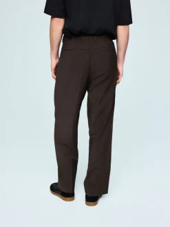Brown Loose Fit Wool Blend Suit Trousers