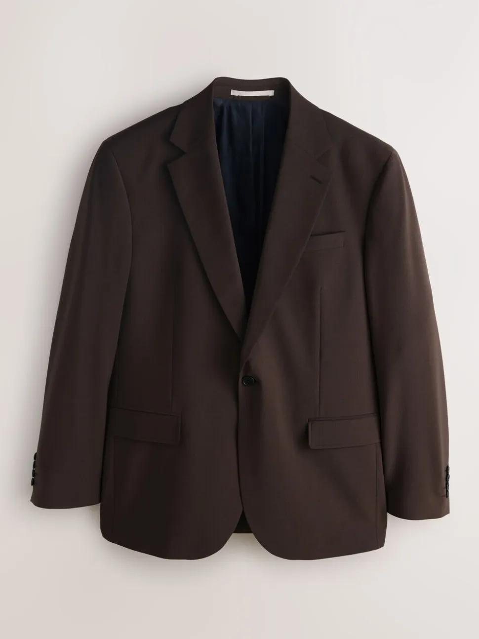 Brown Loose Fit Wool Blend Suit Jacket