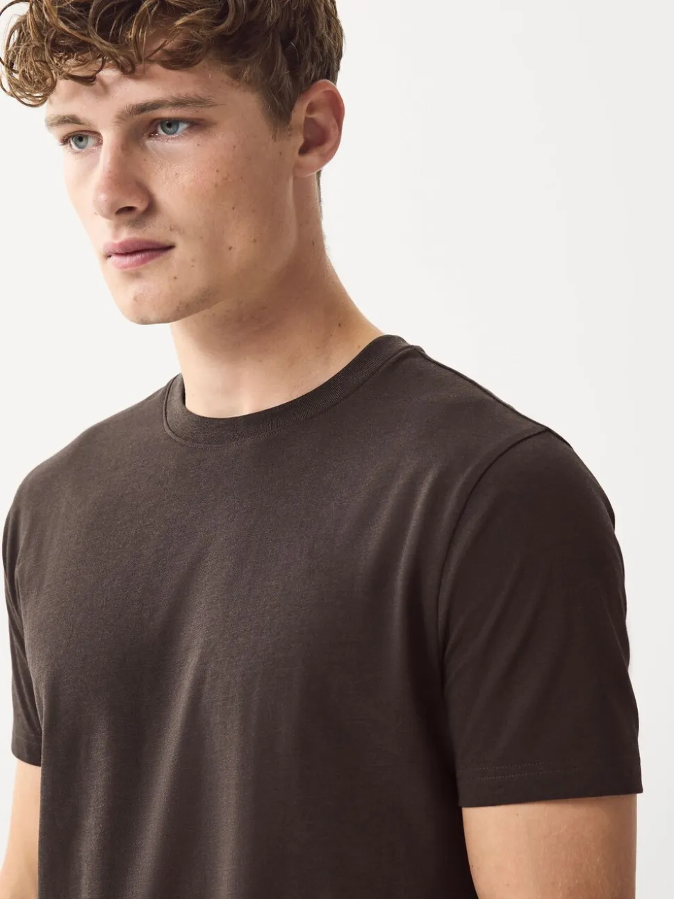 Brown Marl Slim Fit Essential Crew Neck Cotton T-Shirt