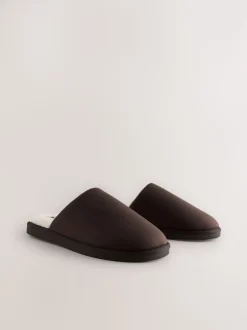 Brown Microsuede Mule Slippers