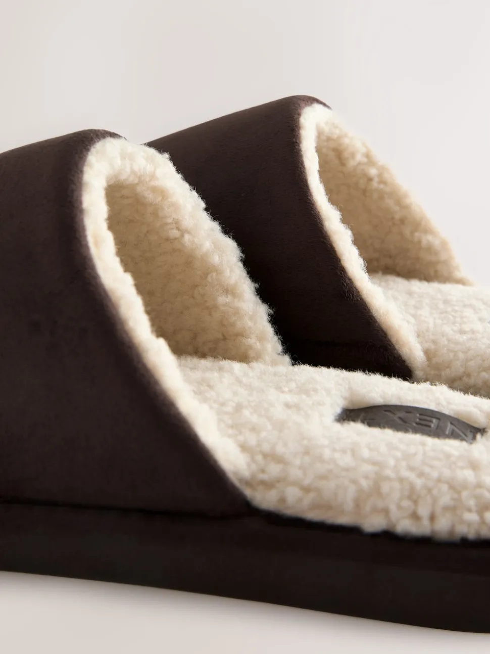 Brown Microsuede Mule Slippers