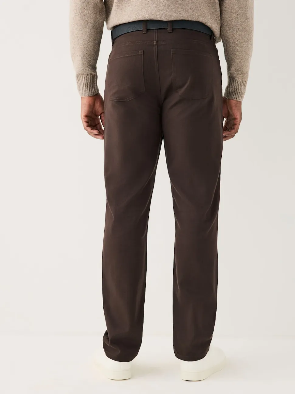 Brown Muscle Fit Smart Brushed Cotton TENCEL™ Lyocell Blend Chinos With Belt
