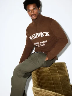 Brown N.Premium Mid-Weight Bushwick Graphic Zip Neck Jumper