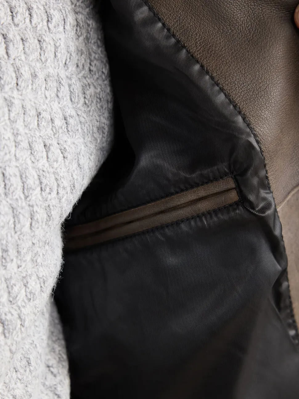 Brown Nubuck Signature Leather Collared Jacket