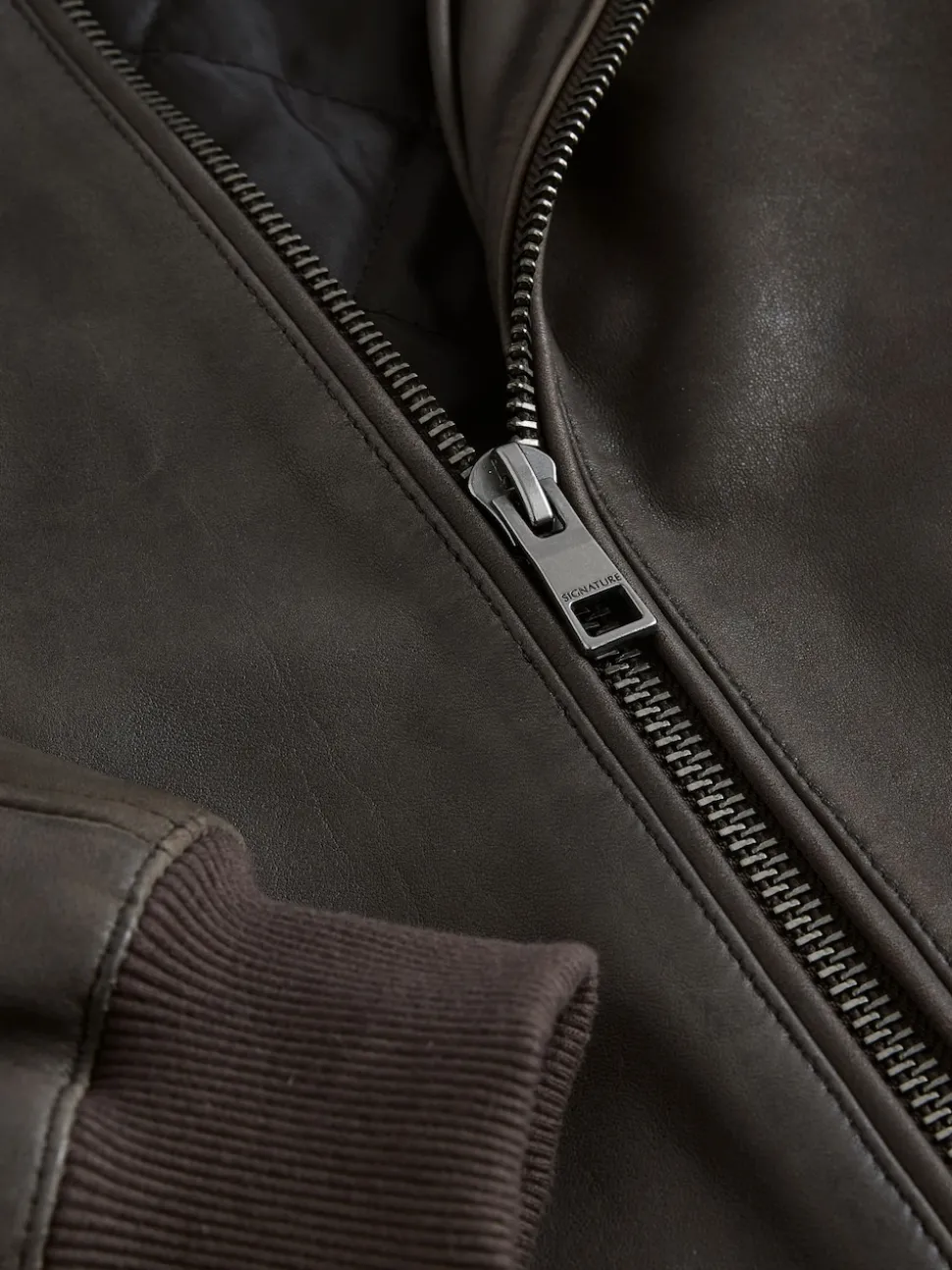 Brown Nubuck Signature Leather Bomber Jacket