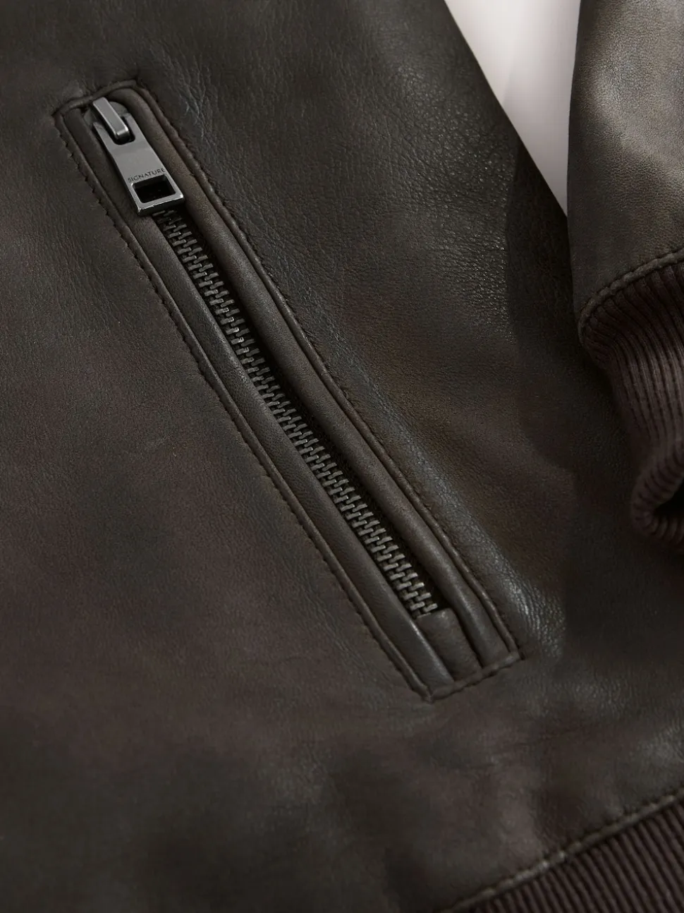 Brown Nubuck Signature Leather Bomber Jacket