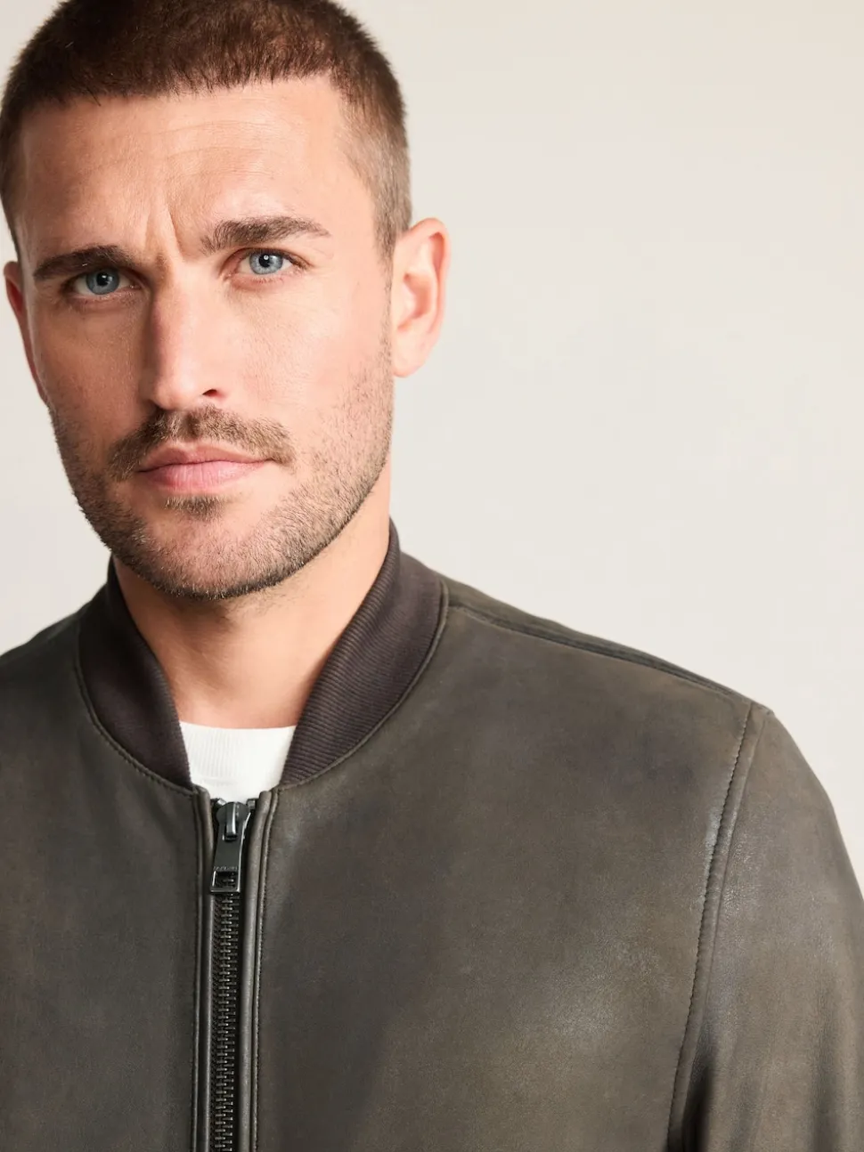 Brown Nubuck Signature Leather Bomber Jacket