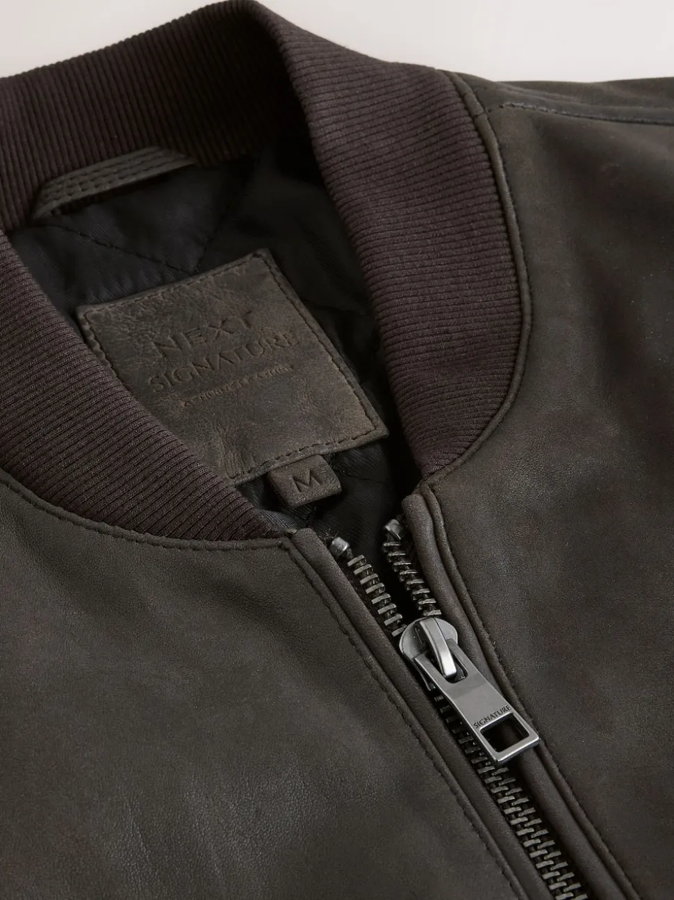 Brown Nubuck Signature Leather Bomber Jacket