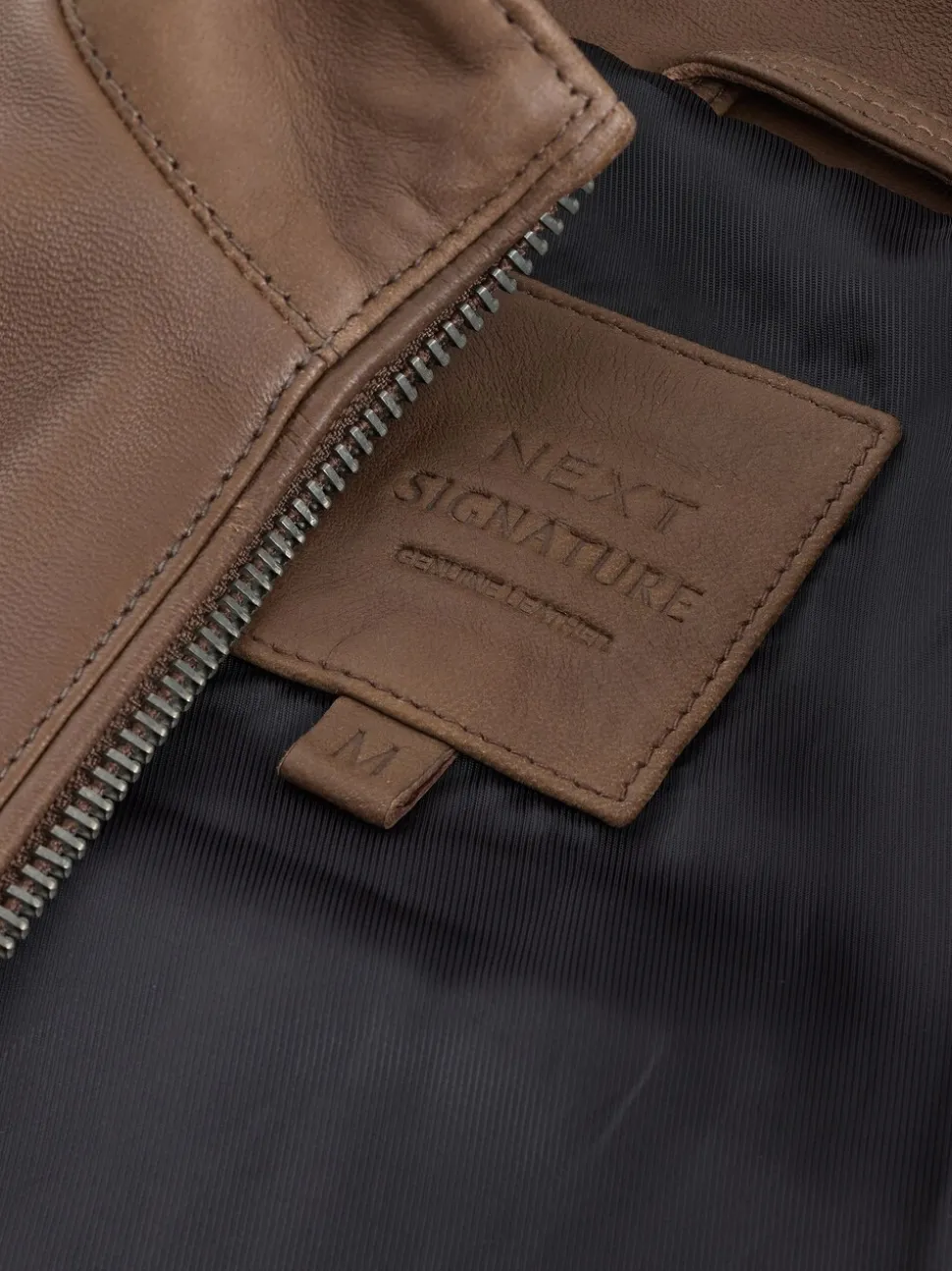 Brown Nubuck Signature Leather Funnel Neck Jacket