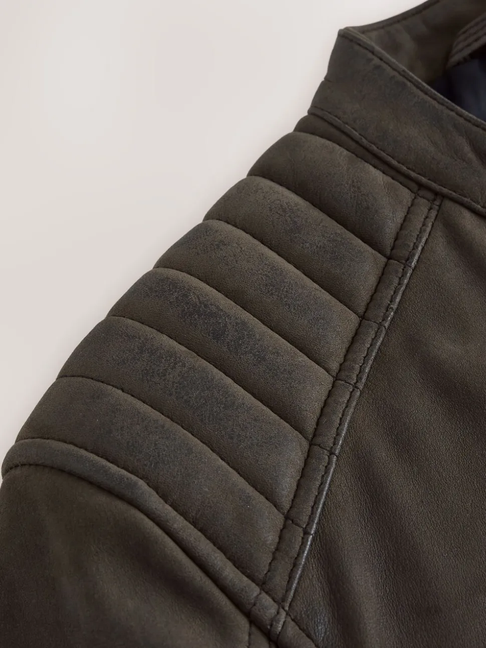 Brown Nubuck Signature Leather Racer Jacket
